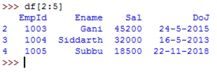 retrieving range of rows