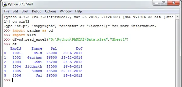 Python IDLE window