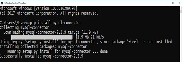 python Install mysql.connector